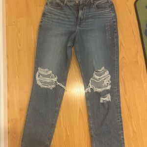 American Eagle Outfitters Distressed Blue Flare Jeans